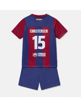 Billige Barcelona Andreas Christensen #15 Hjemmedraktsett Barn 2023-24 Kortermet (+ Korte bukser)